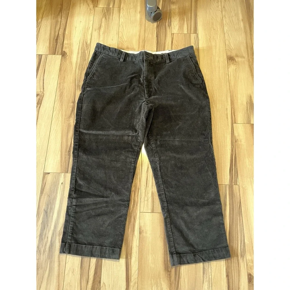 LL Bean Classic Fit Mens Size 40x29 Dk Brown Corduroy Pants Straight Mid Rise